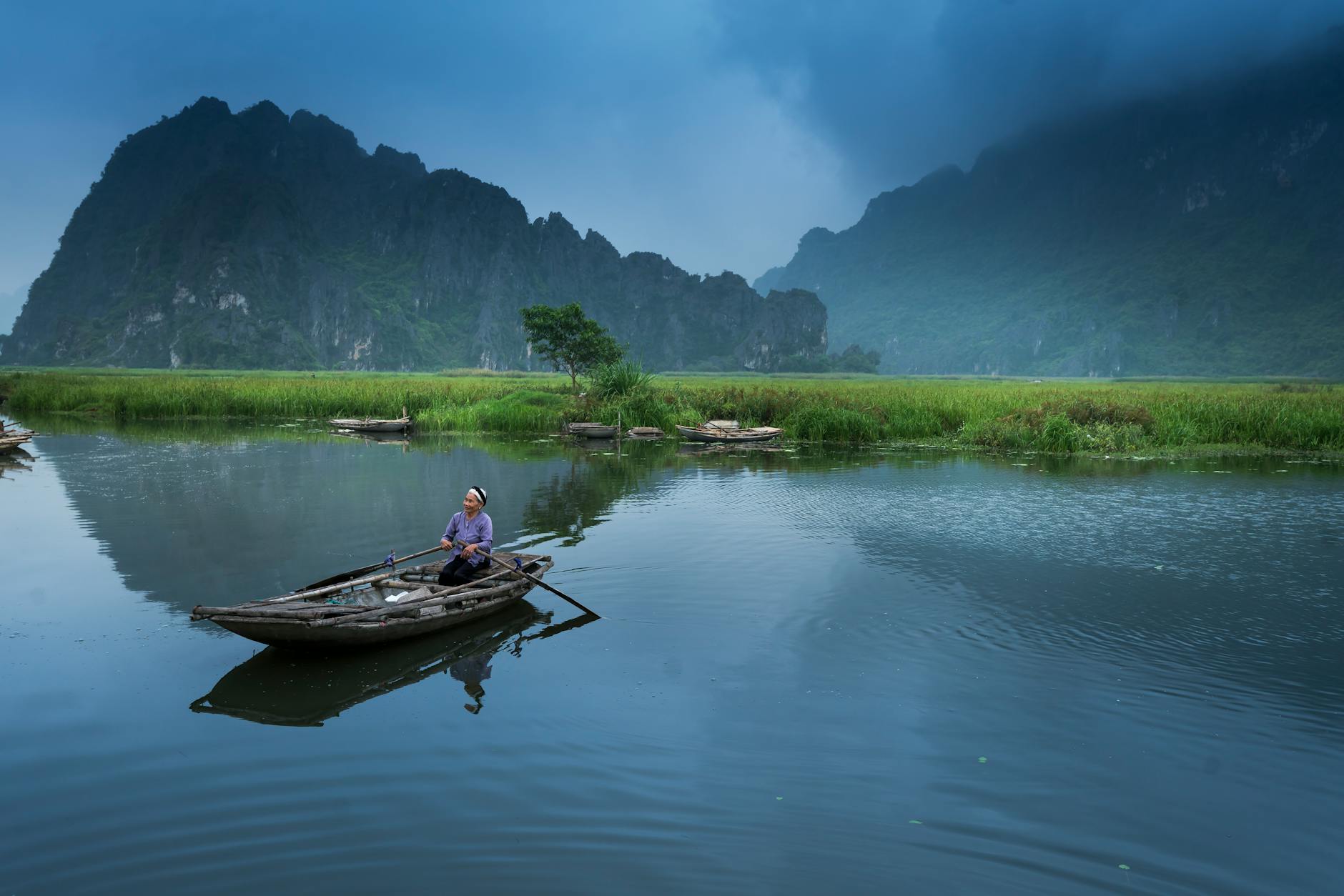 person riding boat